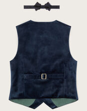 Velvet Waistcoat and Bow Tie Set, Blue (NAVY), large