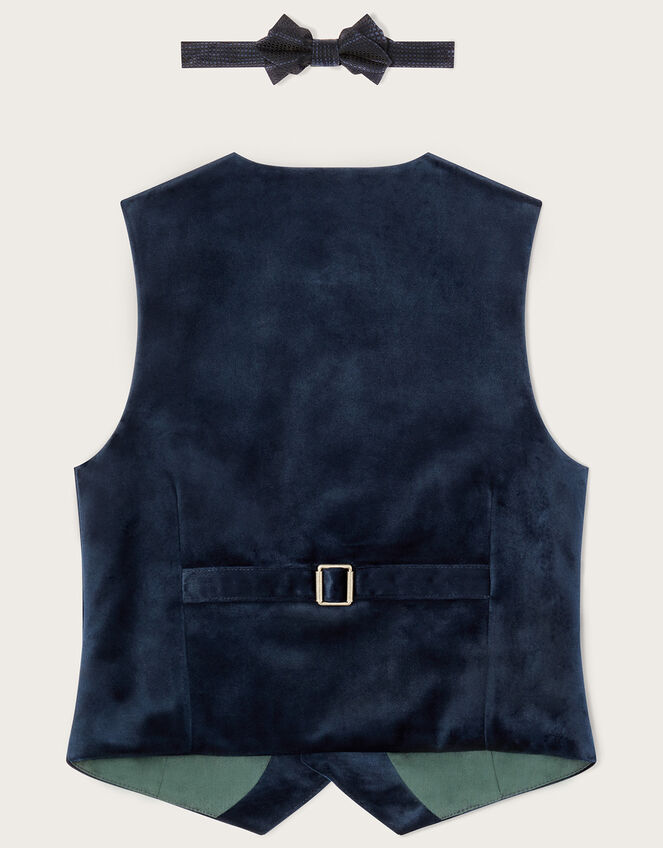 Velvet Waistcoat and Bow Tie Set, Blue (NAVY), large