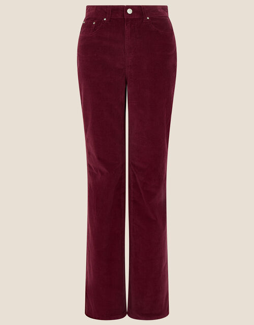 Berry Cord Flare Trousers, Red (BERRY), large