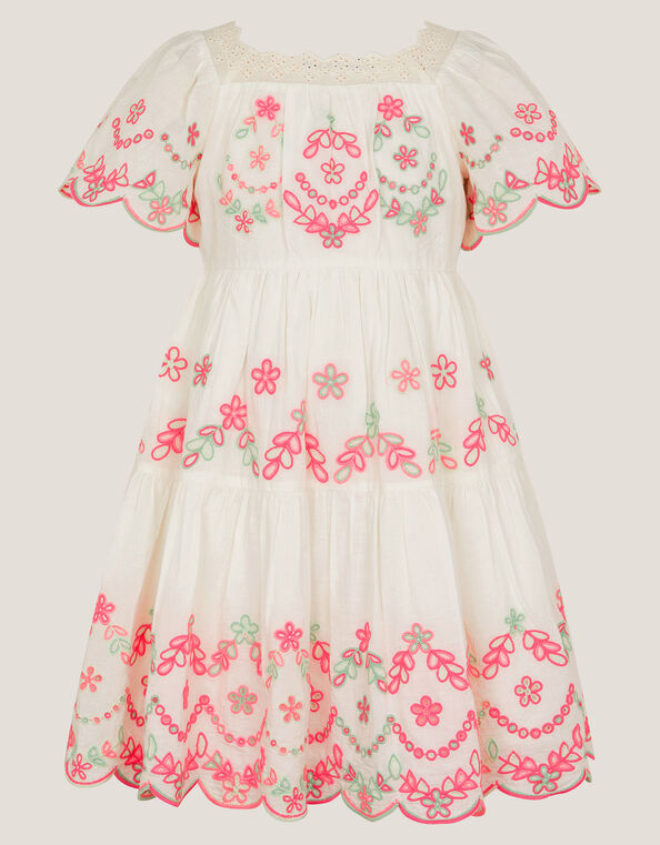 Floral Broderie Short Sleeve Dress, Multi (MULTI), large
