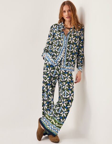 Nikita Floral Jersey Wide Leg Trousers, Black (BLACK), large