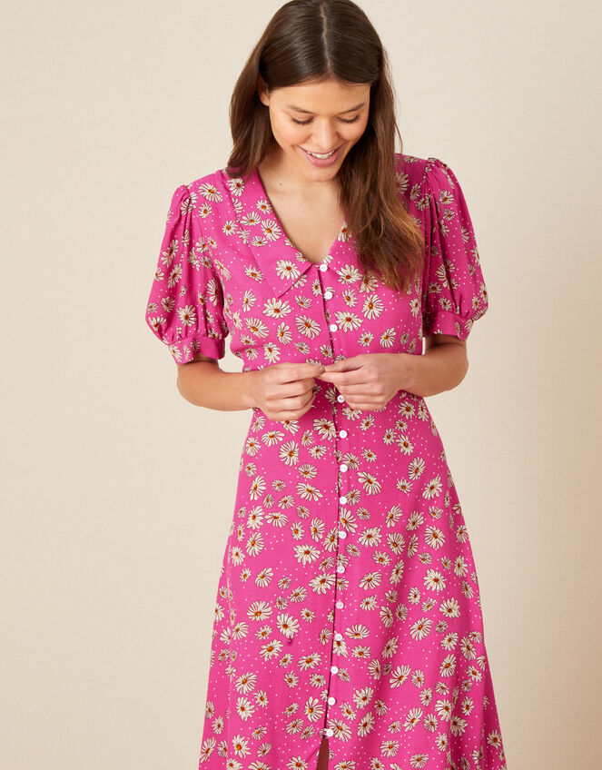 Sonya Floral Shirt Dress, Pink (PINK), large