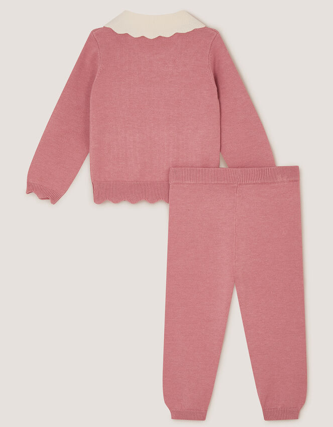 Baby Cable Knit Jumper & Joggers Set, Pink (PINK), large