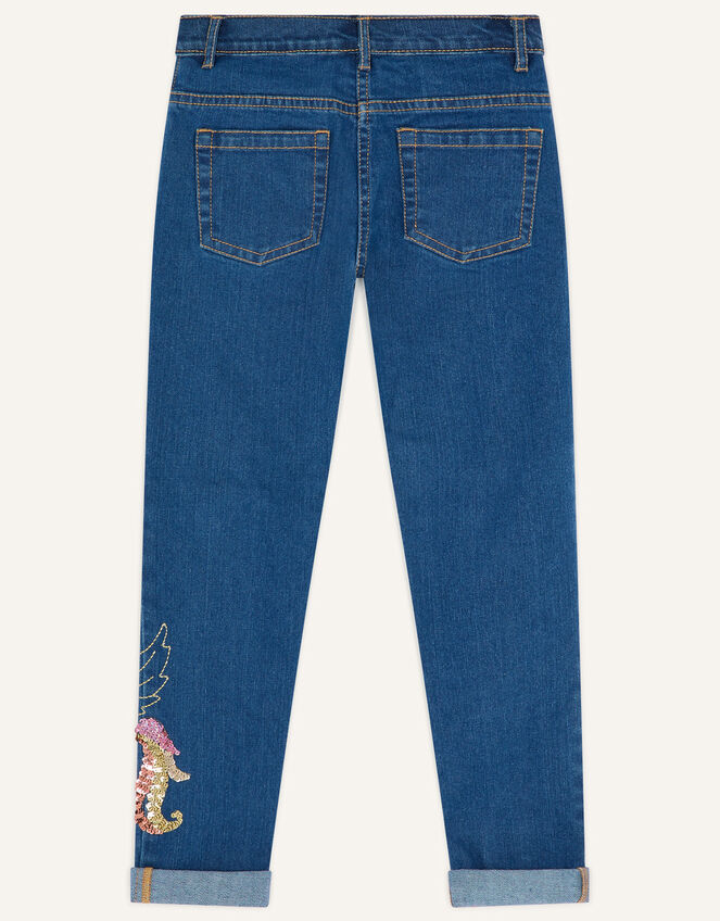 Embellished Unicorn Jeans, Blue (BLUE), large