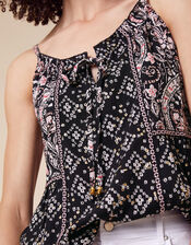 Foil and Paisley Cami Top in LENZING™ ECOVERO™, Black (BLACK), large