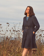 Denim Collared Midi Dress, Blue (DENIM BLUE), large