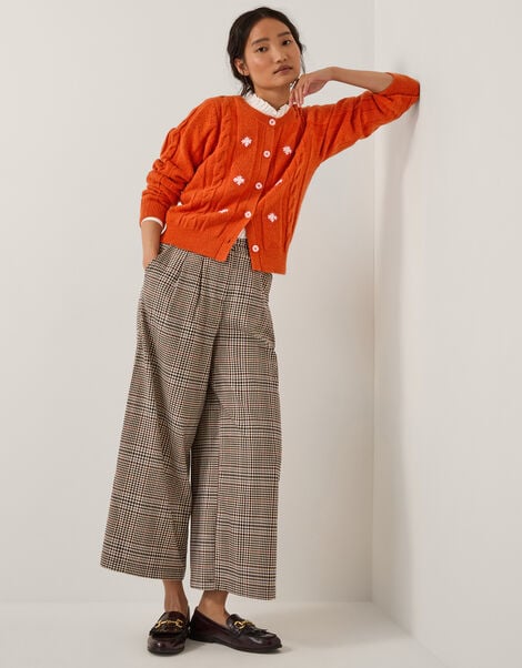 Carmen Check Wide Leg Trousers, Natural (NATURAL), large