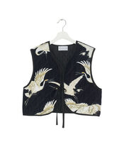 One Hundred Stars Stork Print Gilet, Black (BLACK), large