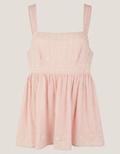 Eliza Embroidered Cotton Cami Top, Pink (PINK), large