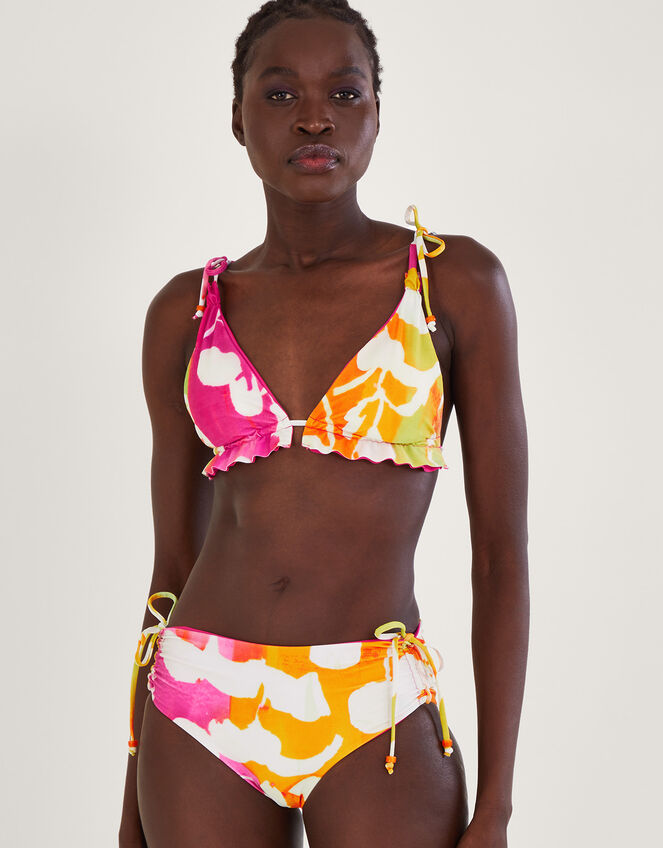 Abstract Print Frill Bikini Top, Pink (PINK), large