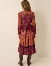 Hunter Floral Print Jersey Midi Dress, Red (BURGUNDY), large