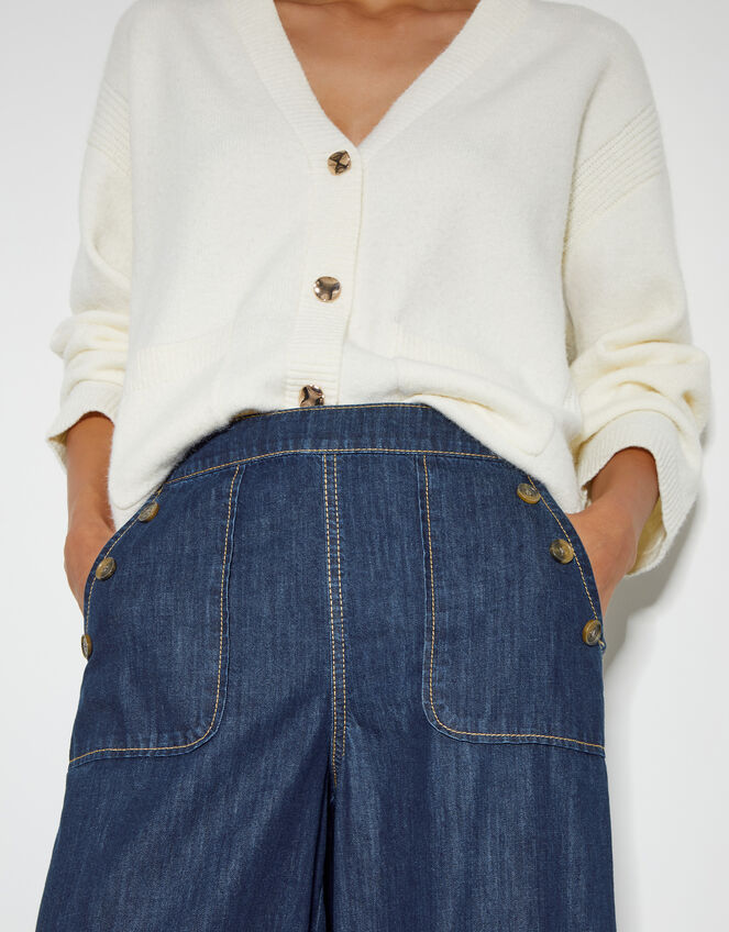 Harper Short Wide Leg Crop Jeans, Blue (INDIGO), large