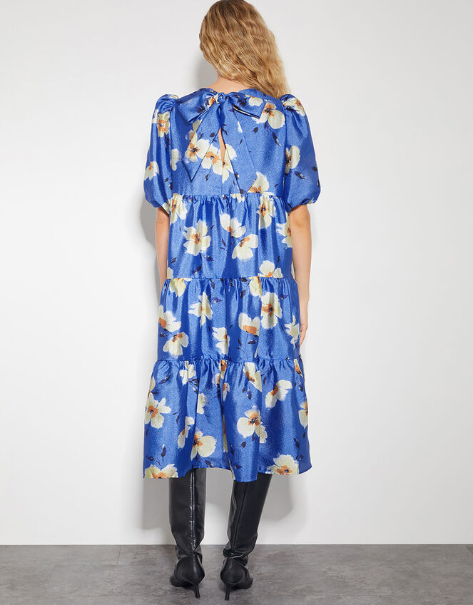 Crās Illustrated Floral Tiered Dress, Blue (BLUE), large