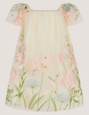 Baby Bryony Floral Embroidered Party Dress, White (WARM IVORY), large