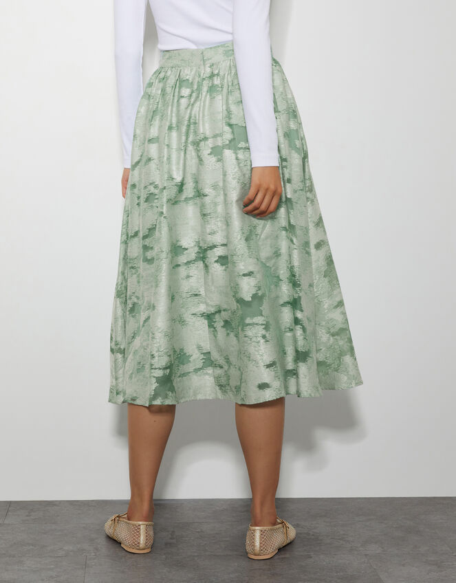 Josie Floral Jacquard Midi Skirt, Green (SAGE), large