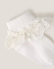 Baby Flower Lace Socks, White (WHITE), large
