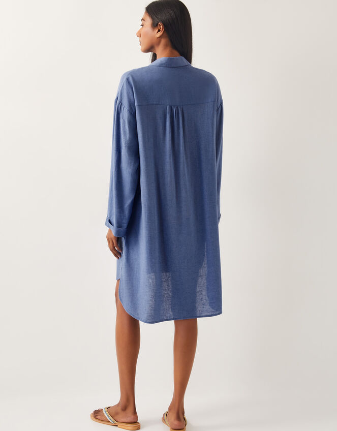 Esme Beach Shirt Dress, Blue (BLUE), large