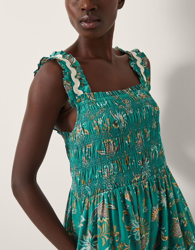 Saoirse Floral Smocked Maxi Dress, SEA GREEN, large