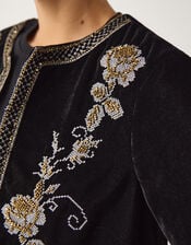 Heather Floral Embellished Velvet Jacket, Black (BLACK), large