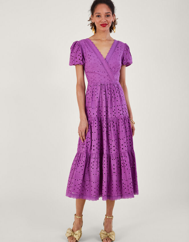 Fabiola Broderie Dress, Purple (PURPLE), large
