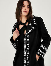 Cassandra Embroidered Coat , Black (BLACK), large