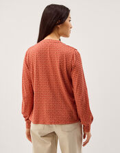 Palmer Print Smocked Jersey Top, Red (RED), large