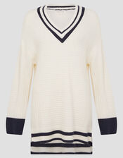 Ola Oversized V-Neck Jumper, Ivory (IVORY), large
