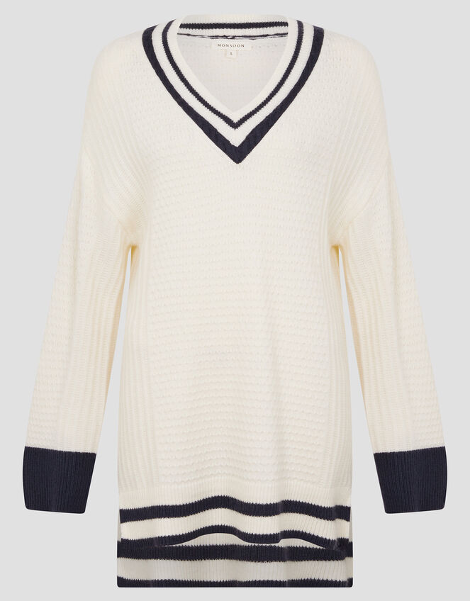 Ola Oversized V-Neck Jumper, Ivory (IVORY), large