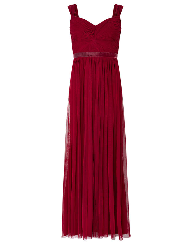 Jennifer Ruched Mesh Maxi Dress, Red (RED), large