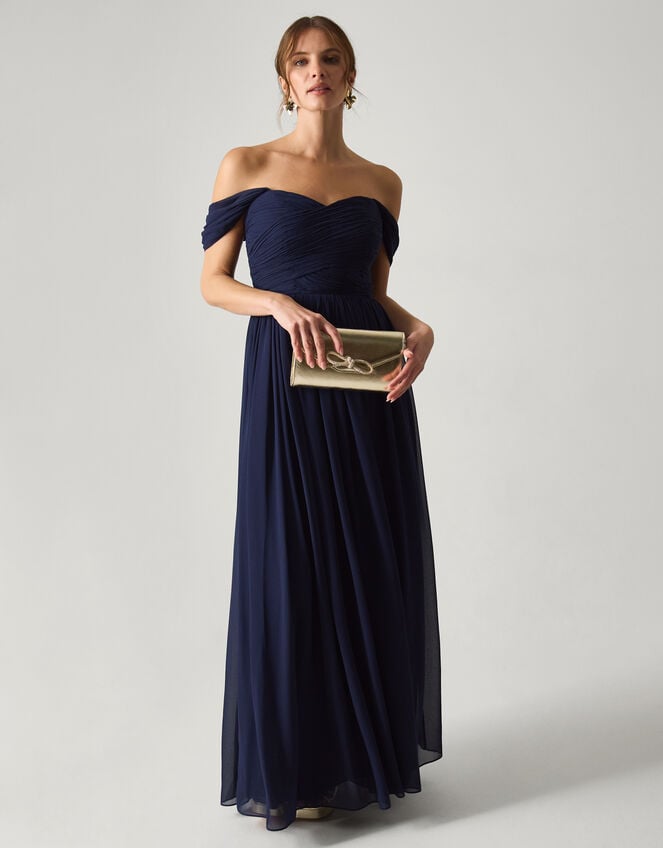 Evelyn Bardot Bridesmaid Dress, Blue (NAVY), large