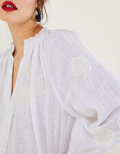 Embroidered Detail Overhead Shirt, White (WHITE), large