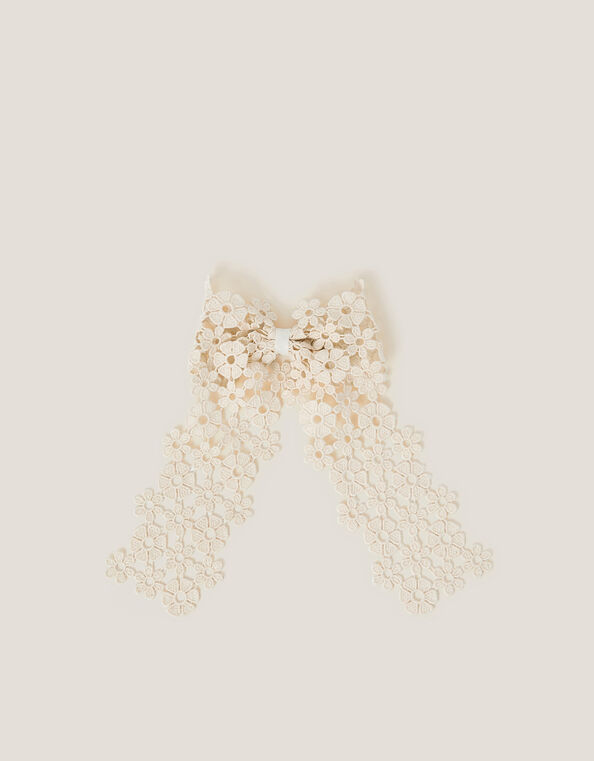 Daisy Lace Bow Hair Clip, , large