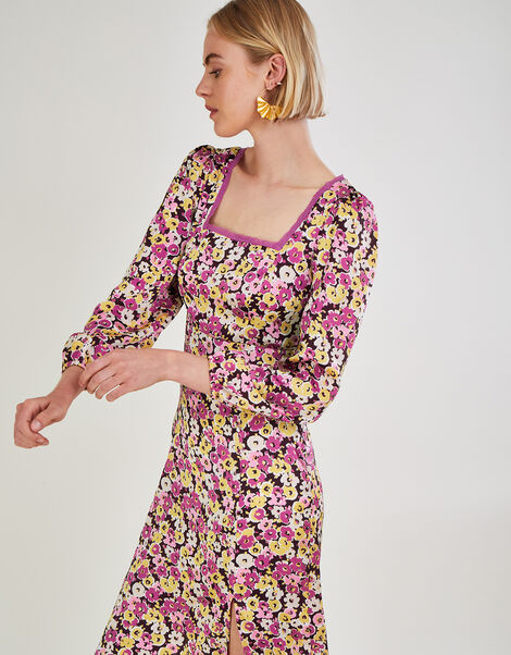 Daria Long Sleeve Midi Dress with Recycled Polyester, Pink (PINK), large