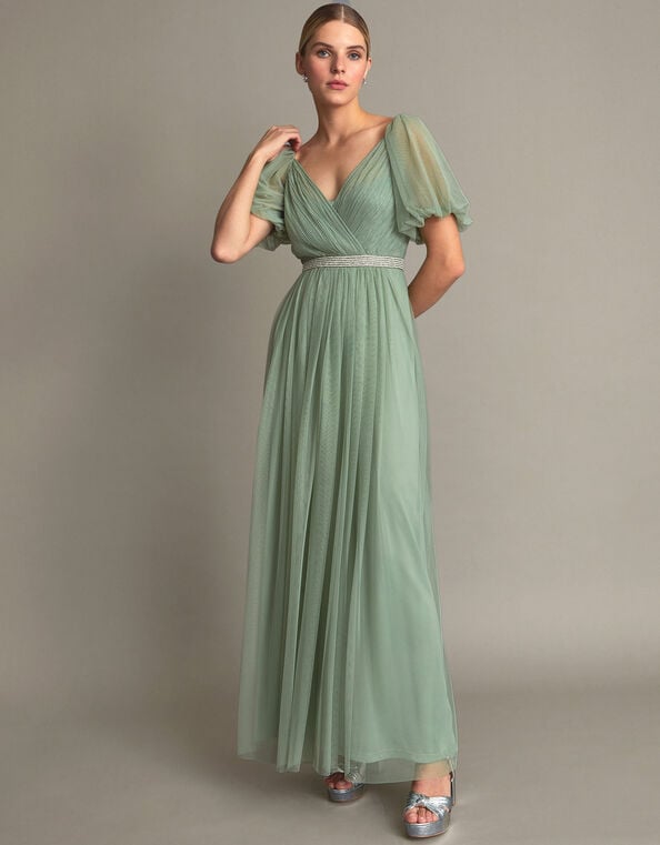 Meghan Mesh Maxi Dress, Green (GREEN), large