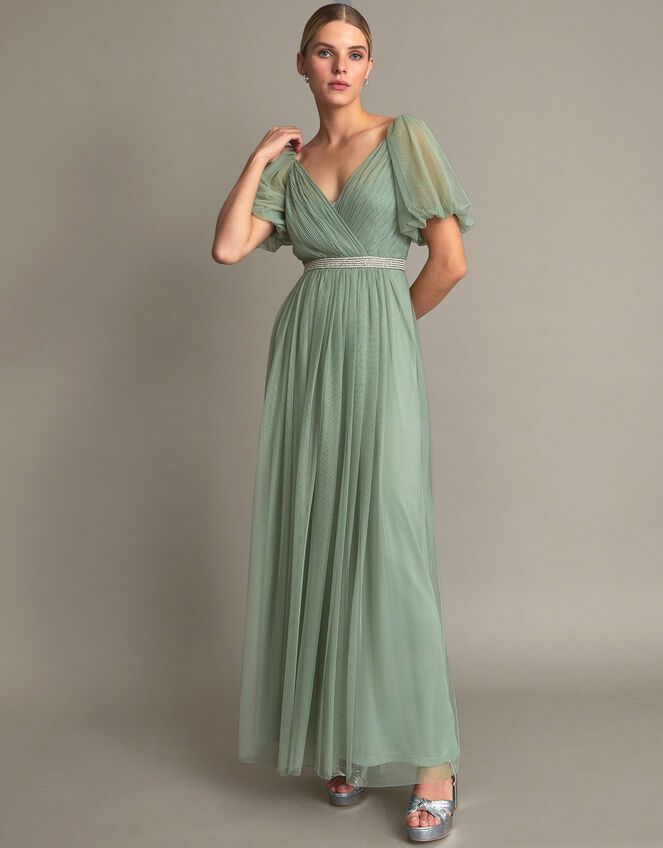 Meghan Mesh Maxi Dress, Green (GREEN), large