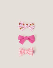 3-Pack Mix Bow Hair Clips, Pink (PINK), large