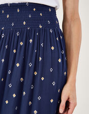 Motif Print Maxi Skirt, Blue (NAVY), large