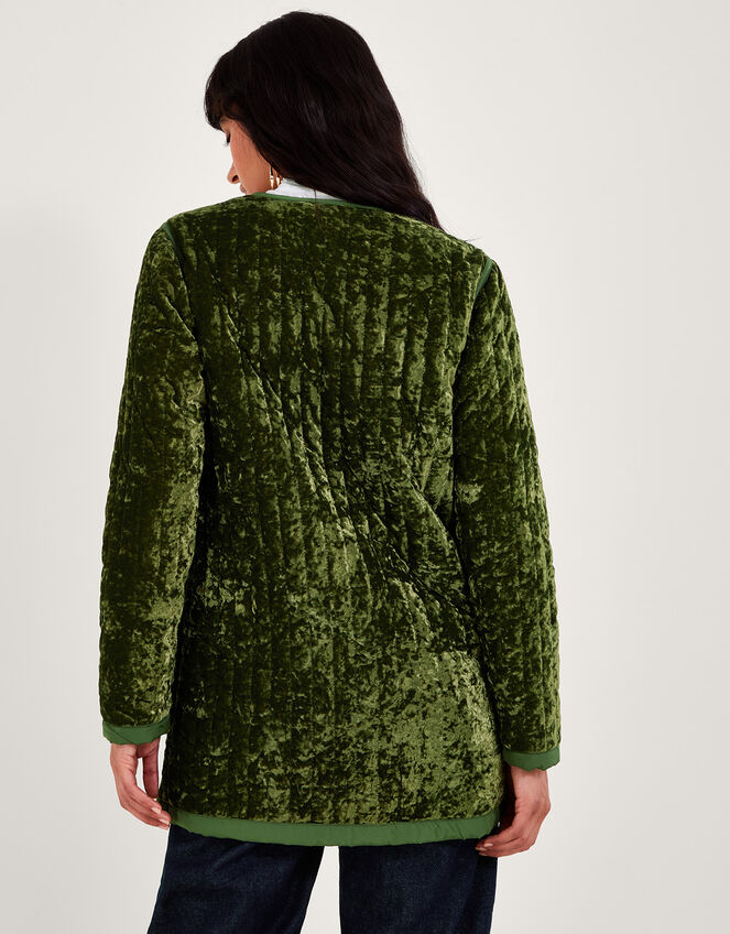 Velvet Quilted Jacket, Green (GREEN), large