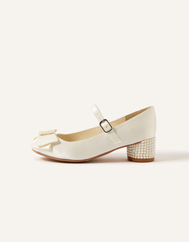Satin Strap Pearl Heels, Ivory (IVORY), large