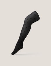 30 Denier Semi-Sheer Bow Tights, Black (BLACK), large