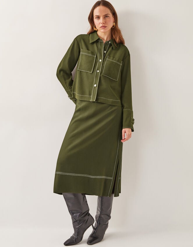 Katya Contrast Cargo Shirt, Green (KHAKI), large