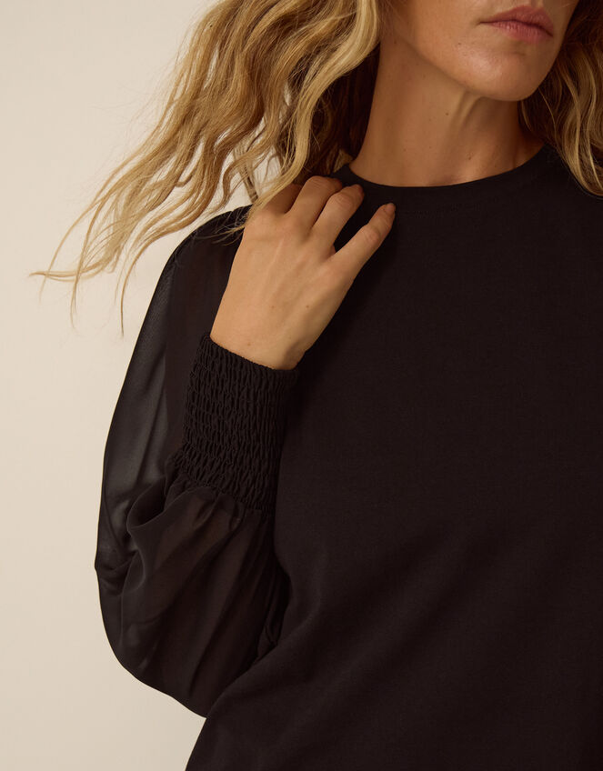 Mayci Mix Fabric Top, Black (BLACK), large