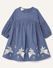 Baby Bunny Denim Dress, Blue (BLUE), large