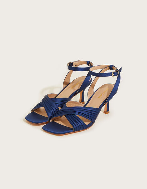 Pleated Cross Front Sandals Blue, Blue (NAVY), large
