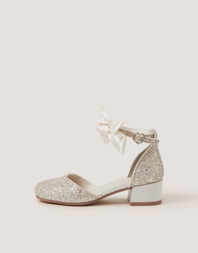 Sara Bow Glitter Two-Part Heels, Ivory (IVORY), large
