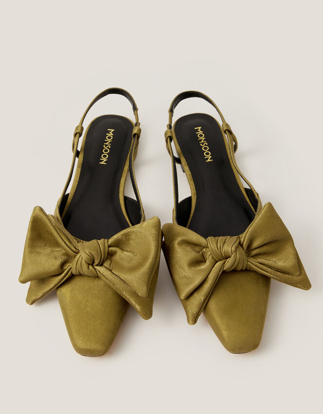 Ana Suedette Bow Slingback Flats, Green (KHAKI), large