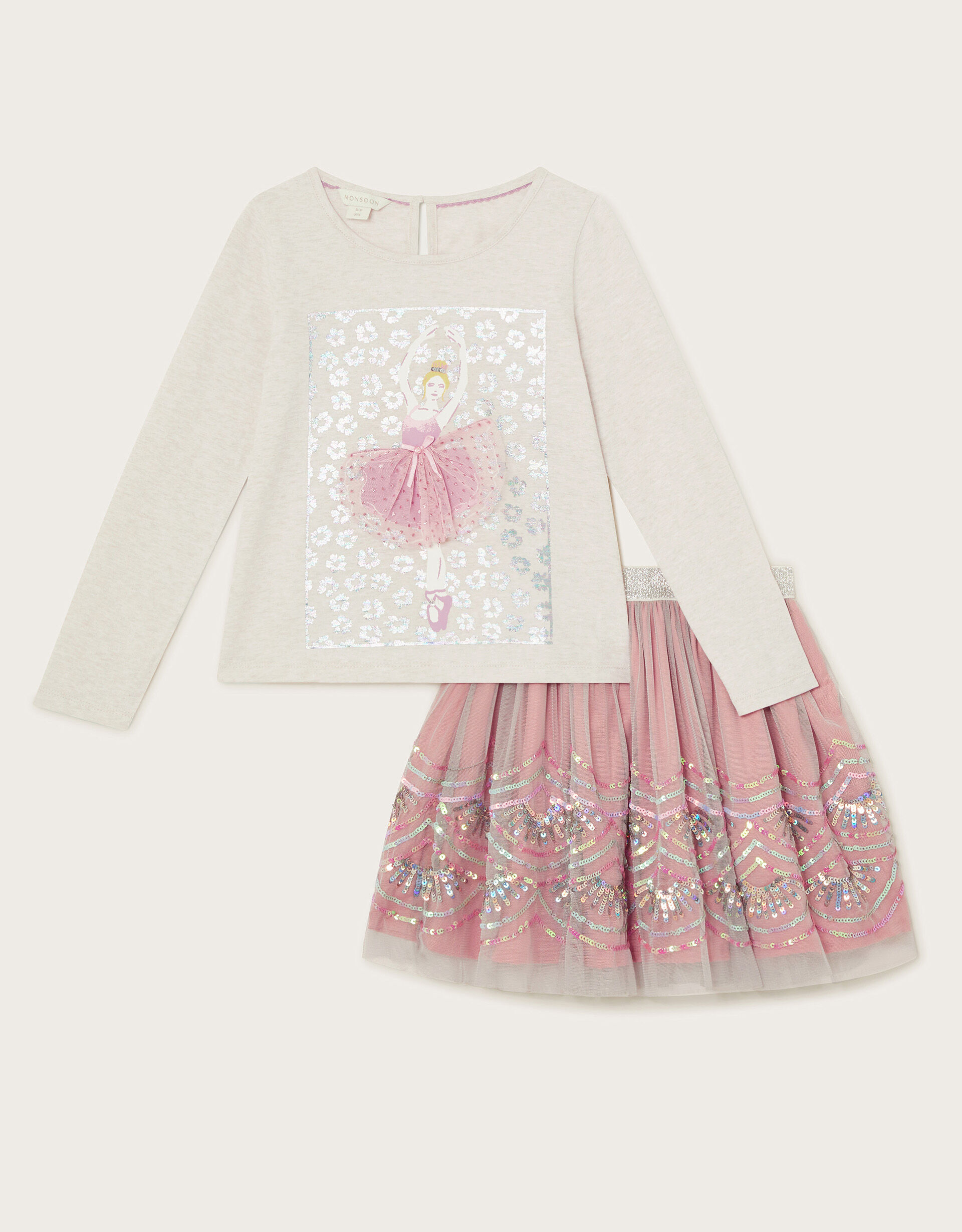 Ballerina Top and Sequin Skirt Set Pink