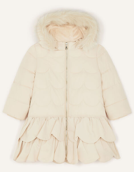 Frill Padded Coat With Hood Natural, Natural (CHAMPAGNE), large