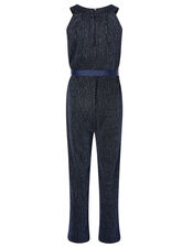 Shimmer Halter Jumpsuit, Blue (NAVY), large