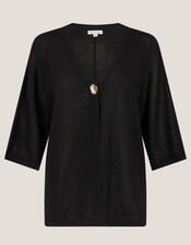Beth Single Button Cardigan, Black (BLACK), large